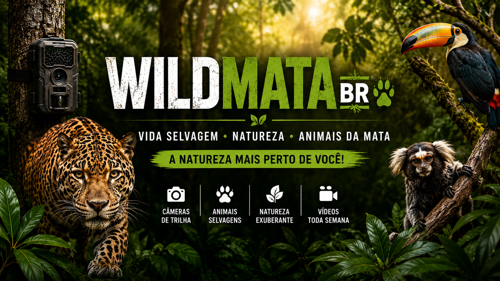 Identidade visual Wild Mata BR com animais da Mata Atlântica